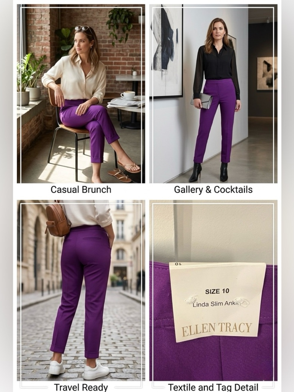 Ellen Tracy Purple Dress Pants – Linda Slim Ankle (Size 10)